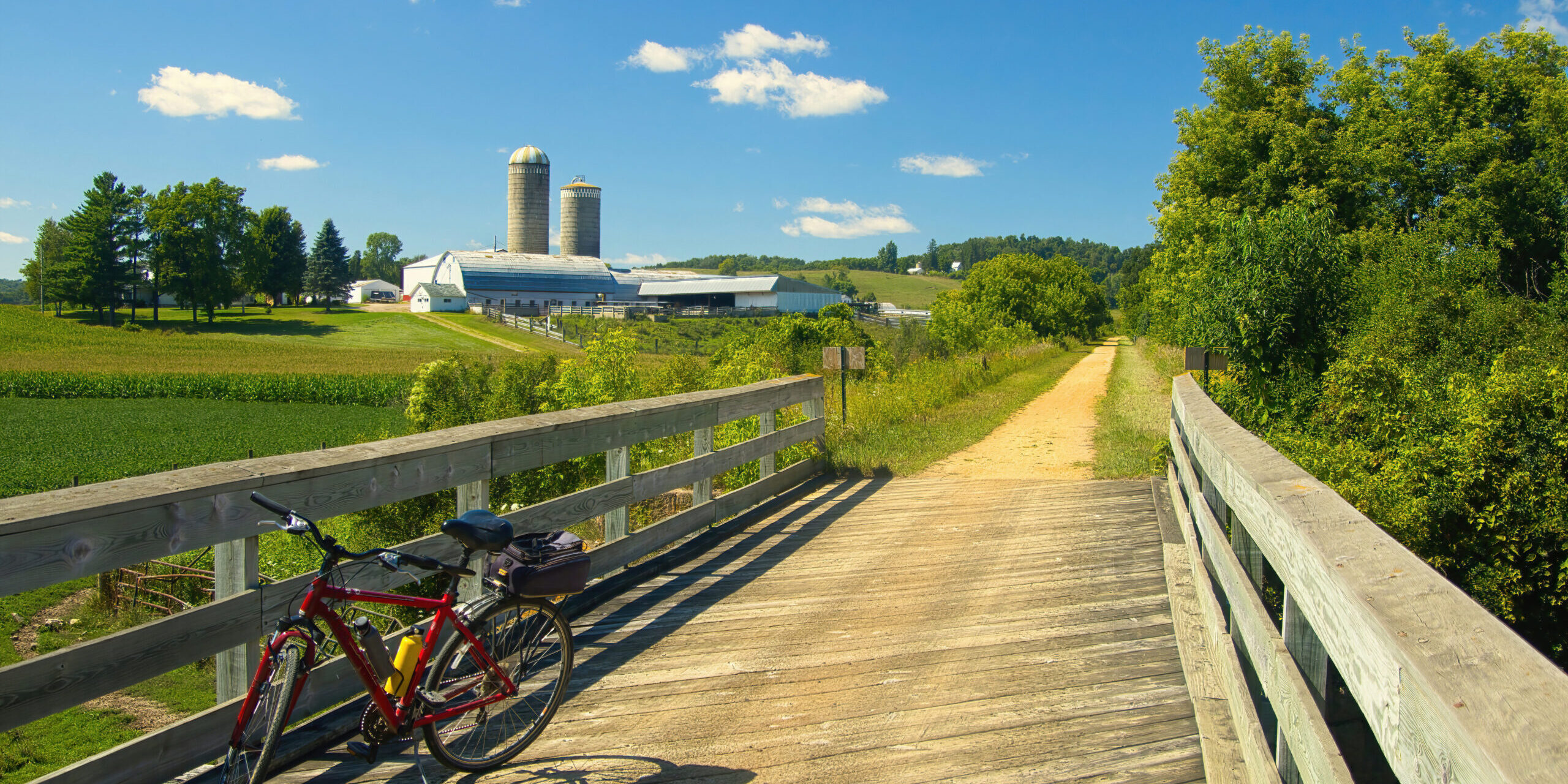 Red Bike on Elroy-Sparta State Trail Bridge