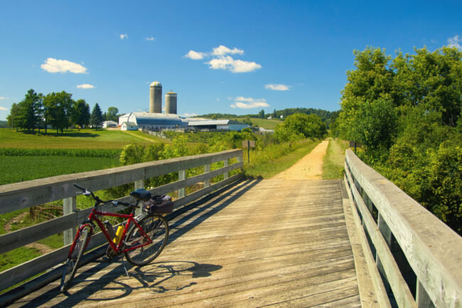 Red Bike on Elroy-Sparta State Trail Bridge